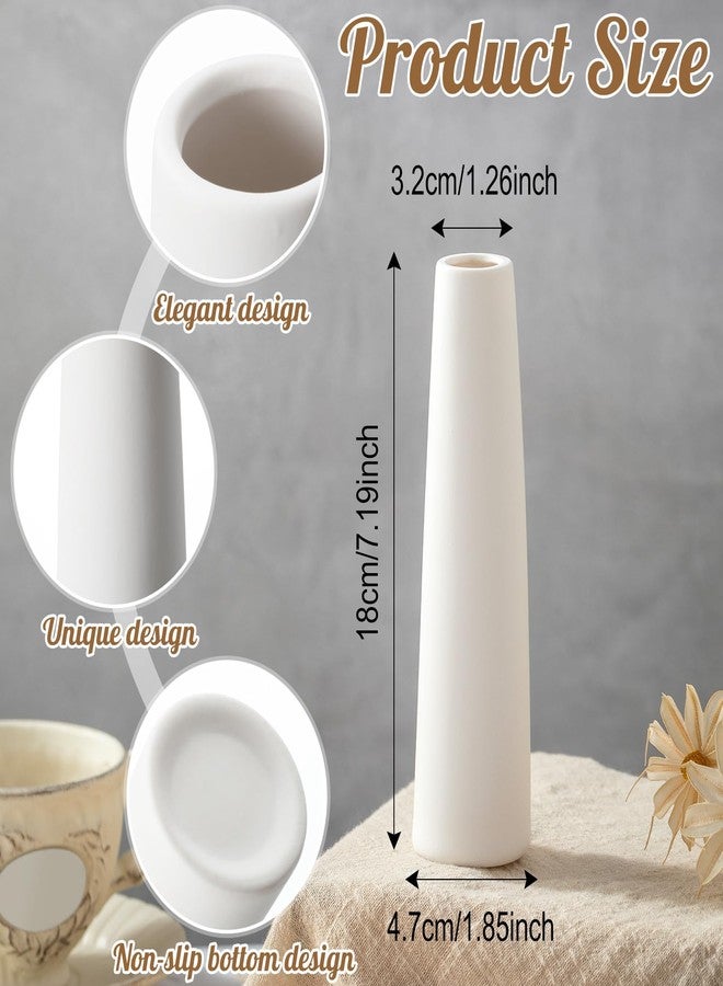Ninehaoou 6 Pieces White Ceramic Vases for Home Decor 7.09 inch Tall Vases for Centerpieces Modern Floral for Wedding Party Event Home Office Decoration(Modern) - Image 2